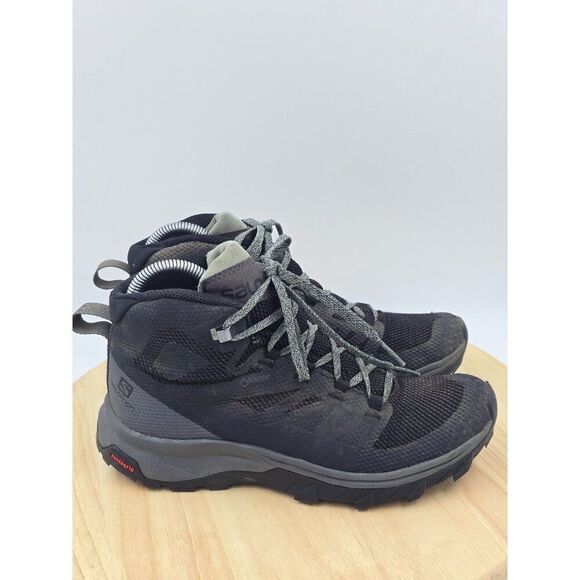 Salomon Outline Mid GTX 404844 Black Waterproof Hiking Boots Women’s Size 7 - Picture 1 of 8